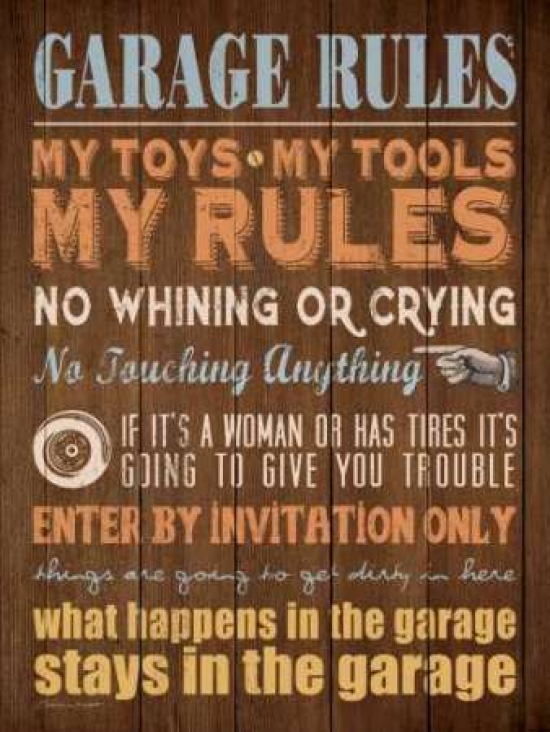 PDXSM10751SMALL Garage Rules Poster Print by Stephanie Marrott, 9 x 12 - Small