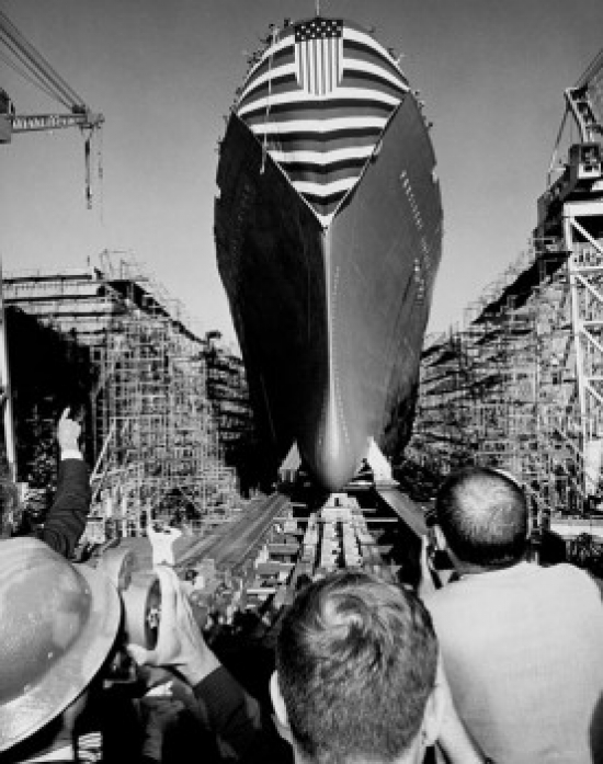 Low Angle View of A Cargo Ship At Its Launching American President Lines President Lincoln II San Francisco California USA 1961 Poster Print - 18 x 24
