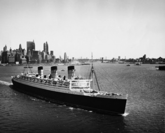 High Angle View of A Cruise Ship in The Sea Ss Queen Mary New York City New York State USA Poster Print - 18 x 24