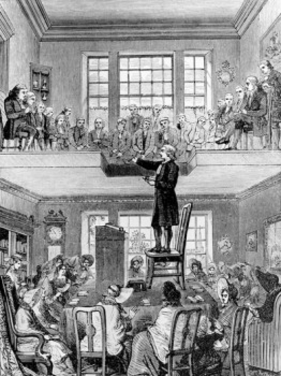 Two-Storied Bible Lecture John Wesley Preaching At Matthew Bagshaw House Engraving 1747 Artist Unknown Poster Print 18 x 24