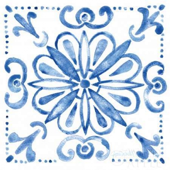 Tile Stencil IV Blue Poster Print by Anne Tavoletti, 24 x 24 - Large