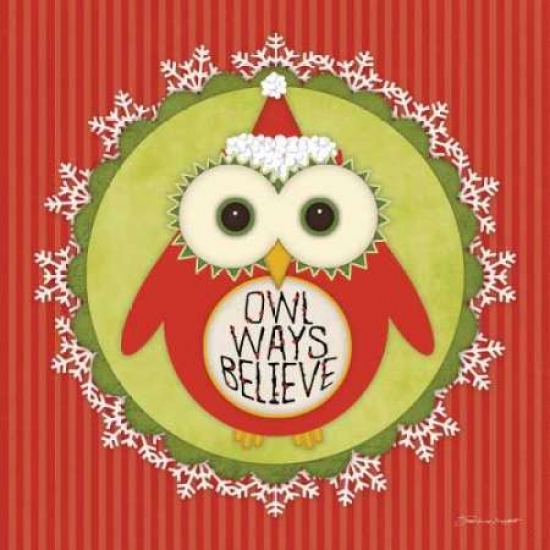 PDXSM10926SMALL Owl Holiday I Poster Print by Stephanie Marrott, 12 x 12 - Small