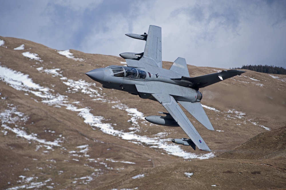 Picture of A Royal Air Force Tornado Gr4 During Low Fly Training in North Wales. The Tornado Gr4 is A Multirole Fighter Aircraft Capable of Delivering A Wide Variety of Weapons Poster Print, 17 x 11