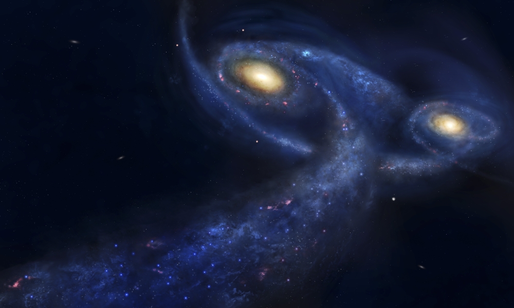 The Predicted Collision Between The Andromeda Galaxy & The Milky Way Poster Print - 18 x 11