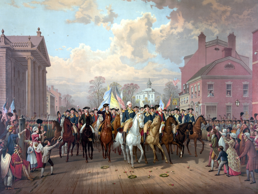 Picture of   Digitally Restored Revolutionary War Painting of General George Washington & His Men Triumphantly Entering New York City As Crowds Cheer November 25 1783 Poster Print&#44; 32 x 24 - Large