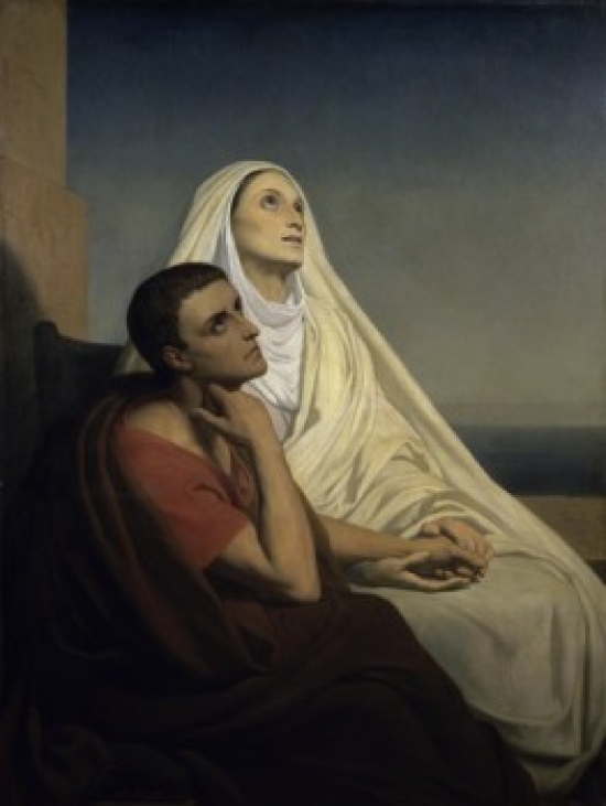 Saint Augustine & Saint Monica Ary Scheffer - 1795-1858 & Dutch Musee Du Louvre Paris Poster Print