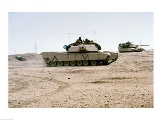 Kuwait Two M-141 Abrams Main Battle Tanks Poster Print, 24 x 18