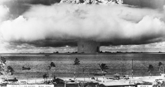 Atomic Bomb Explosion Bikini Atoll Marshall Islands Poster Print, 18 x 24