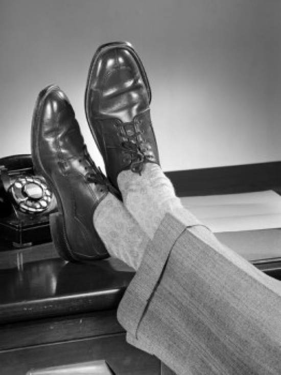 Mans Feet On Desk Poster Print 18 x 24