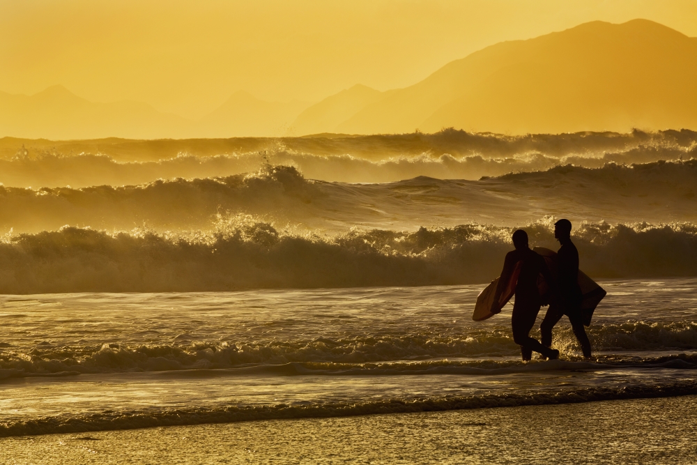 DPI12252905LARGE Body Surfers Walk in The Water on The Coast of Kodiak Island During Late Afternoon Poster Print - 38 x 24 in. - Large