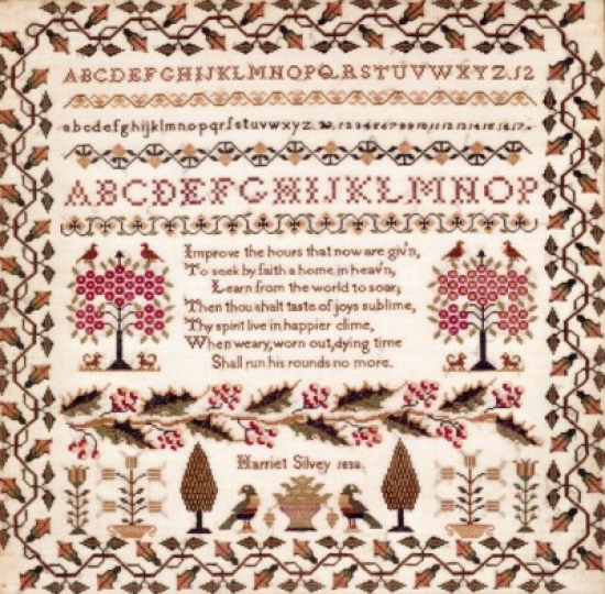 Superstock  Embroidered Sampler - 1834 1838 Artist Unknown Tapestry Poster Print, 18 x 24
