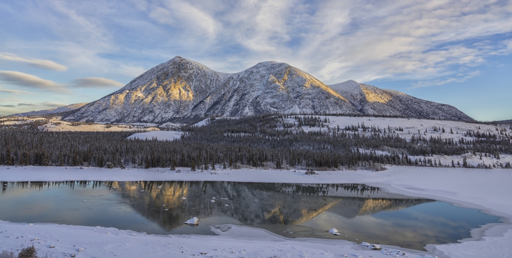 DPI12271028 Late Winter Afternoon Light Warms Up The Mountains Along The Takhini River Near Whitehorse - Yukon Canada Poster Print - 21 x 11 in.