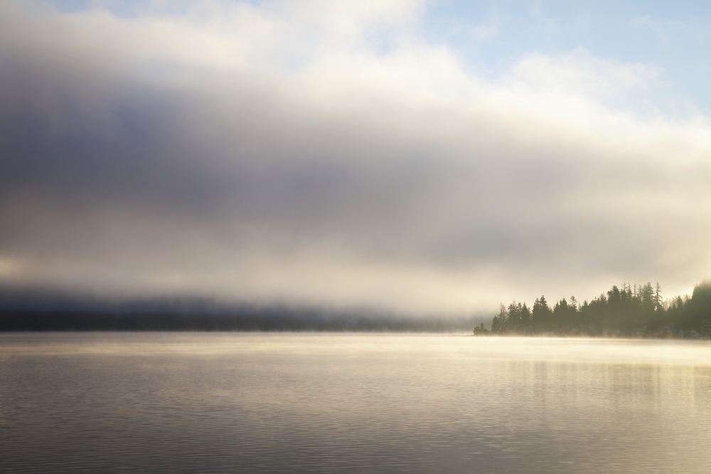 DPI12278557 Low Cloud & Mist on Lake Whatcom at Sunrise - Bellingham Washington United States of America Poster Print - 19 x 12 in.