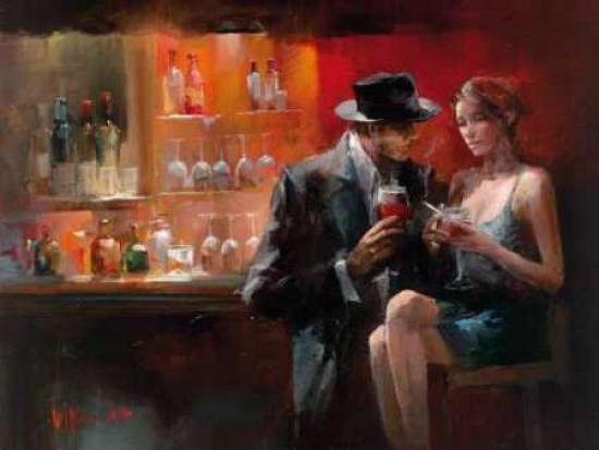 Picture of ArtLine PDXGA0116304SMALL Evening in The Bar I Poster Print by Willem Haenraets&#44; 11 x 14 - Small