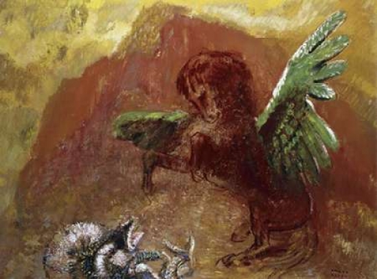 Pegasus & Hydra Poster Print by Odilion Redon - 9 x 12 - Small