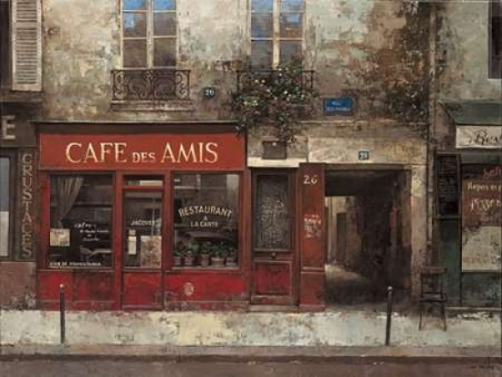 Picture of Art In Motion PDX125HAK0988LARGE Cafe Des Amis Poster Print by Chiu Tak Hak&#44; 22 x 28 - Large
