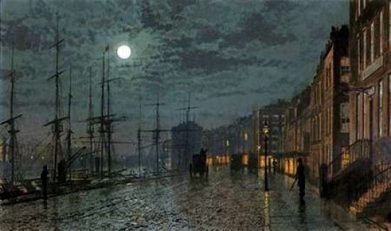 City Docks by Moonlight Poster Print by John Atkinson Grimshaw - 12 x 18 - Small