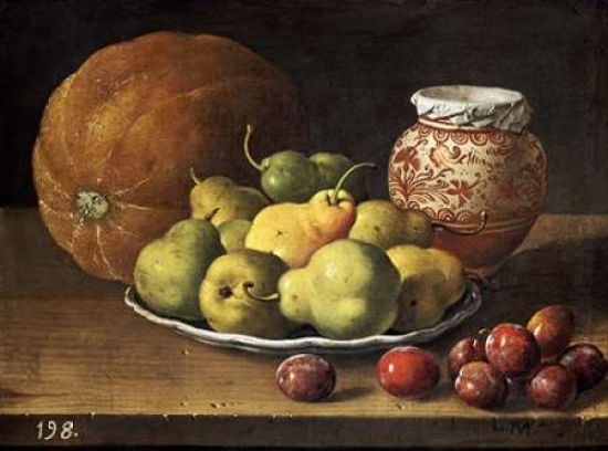 Pears On A Plate Poster Print by Luis Egidio Melendez - Small