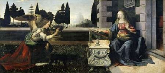 Bentley Global Arts PDX277235SMALL Annunciation Poster Print by Leonardo Da Vinci, 10 x 20 - Small
