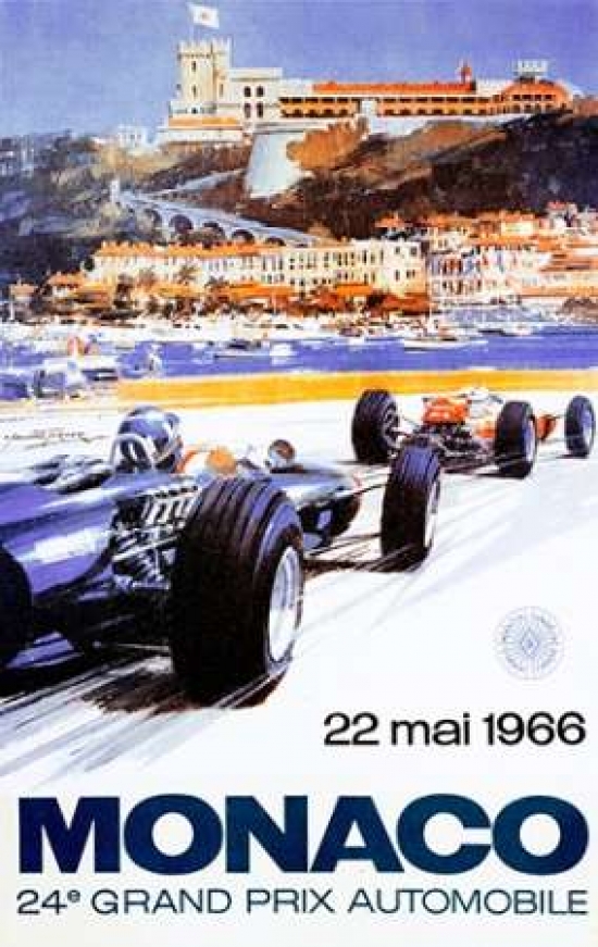 Monaco Grand Prix 1966 Poster Print by Michael Turner - 12 x 18 - Small