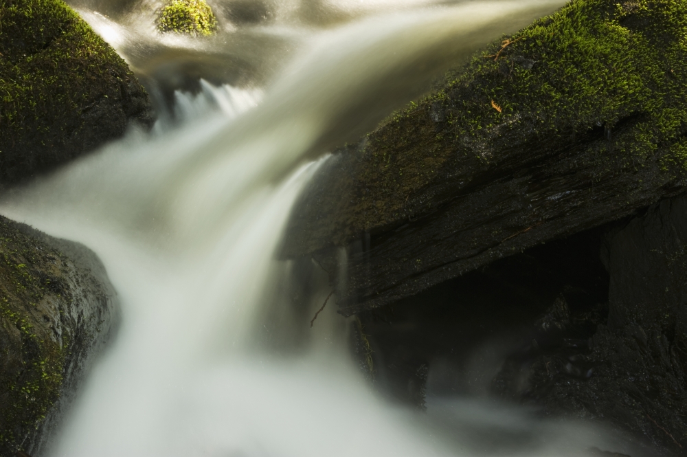 DPI12256115LARGE Stream Water Rushing Down A Mossy Rock Waterfall - Ontario Canada Poster Print - 38 x 24 in. - Large
