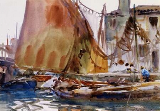 Drying Sails 1902-04 Poster Print by John Singer Sargent - 24 x 36 - Large