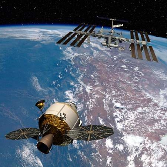 Orion Docking At The International Space Station Project Constellation Poster Print by NASA - 12 x 12 - Small