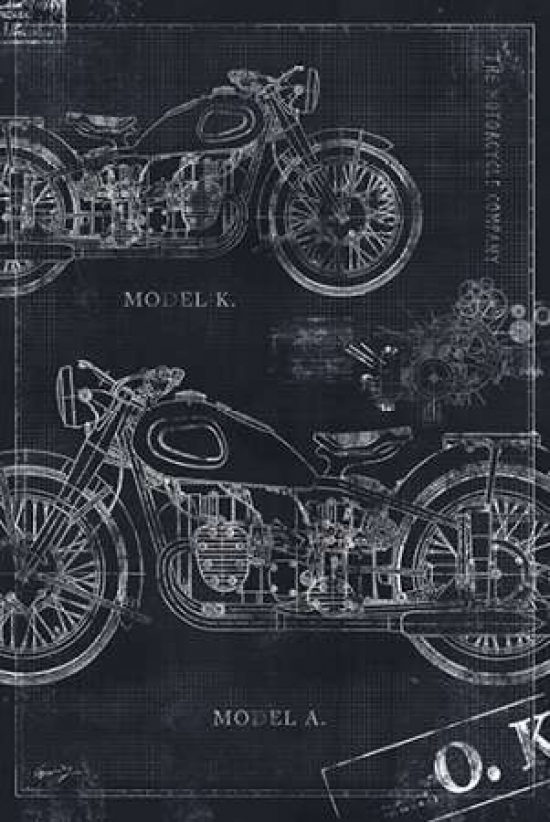 Motorcycle Co. Blueprint Black II Poster Print by Eric Yang, 12 x 18 - Small
