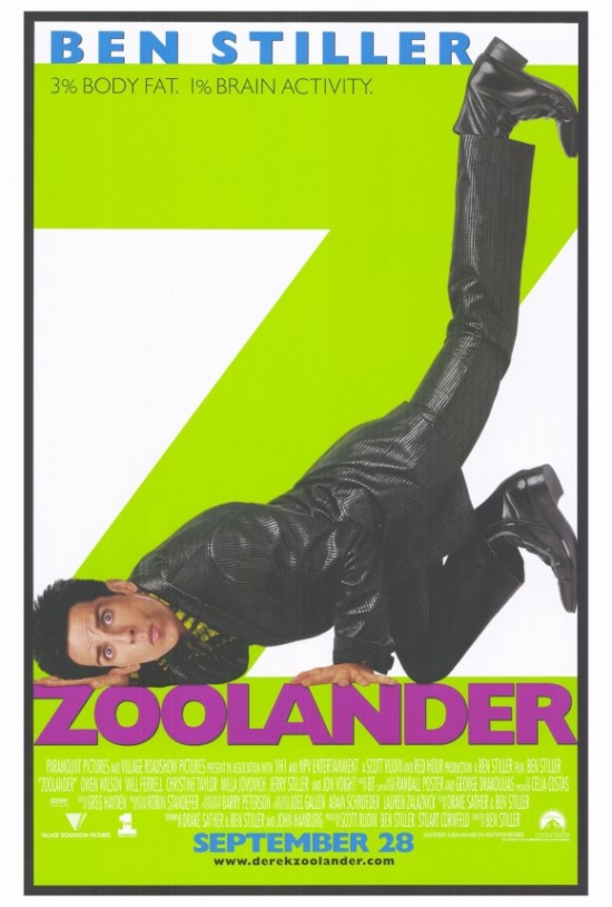 MOVIF4398 Zoolander Movie Poster Print, 27 x 40