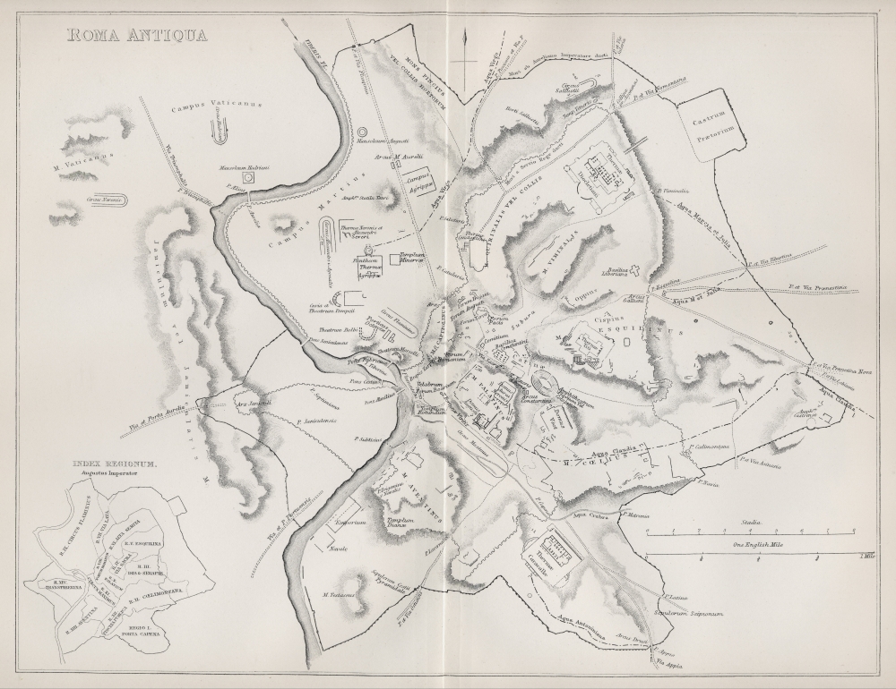 Map of Ancient Rome From The National Encyclopaedia Published by William Mackenzie London Late 19th Century Poster Print, 32 x 24 - Large