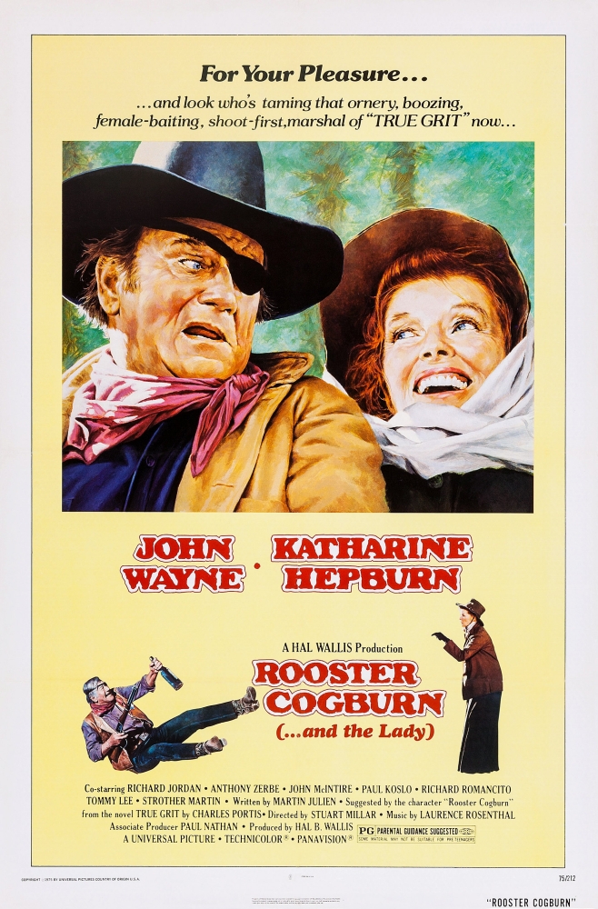 Everett Collection EVCMSDROCOEC010H Rooster Cogburn John Wayne Katharine Hepburn 1975 Movie Poster Masterprint, 11 x 17