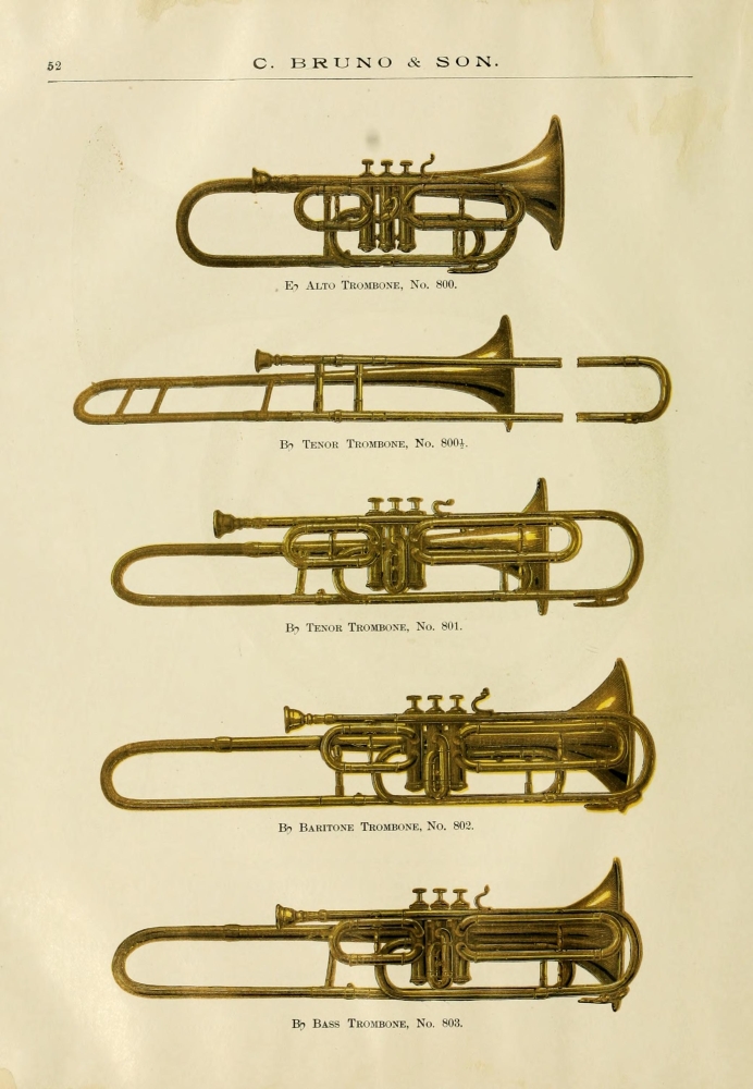 Catalogue C. Bruno & Son C.1890 5 Trombones Poster Print by Unknown - 24 x 36 - Large