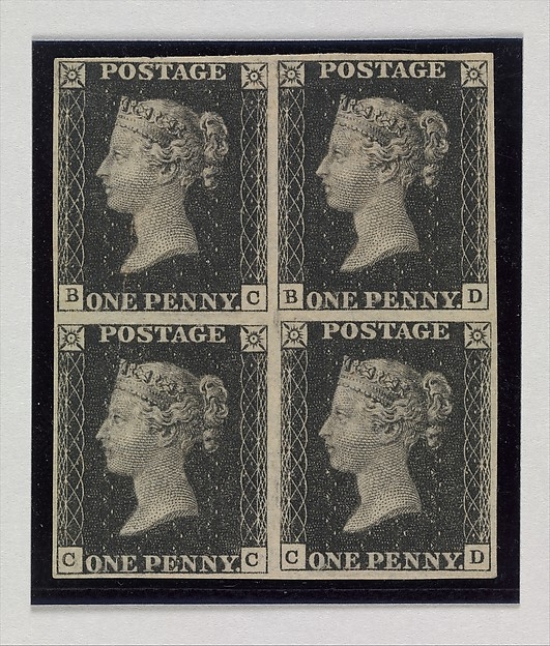 Penny Black Postage Stamps Poster Print by After A Design by William Wyon, British Birmingham 1795 1851 Brighton, 18 x 24