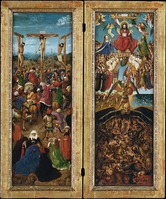 The Crucifixion - The Last Judgment Poster Print by Jan Van Eyck - Netherlandish Maaseik Ca. 1390 1441 Bruges & Workshop Assistant - 18 x 24