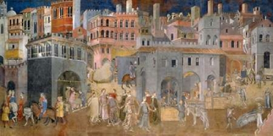 PDX2AA1753SMALL Effetti Del Buon Governo in Citta Poster Print by Ambrogio Lorenzetti, 10 x 20 - Small