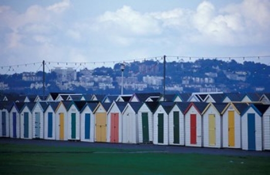 PDDEU33NWH0210B Beach Huts of Paignton Devon England Poster Print by Nik Wheeler, 24 x 15