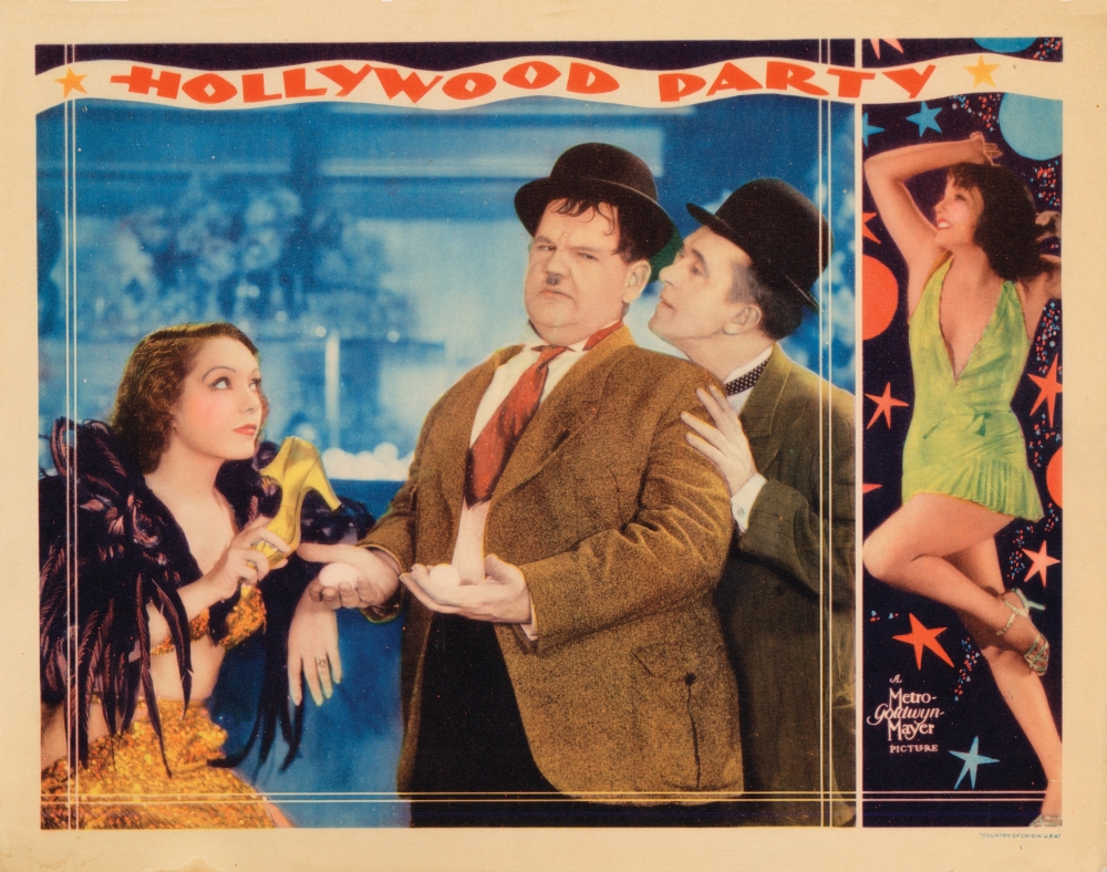 Everett Collection EVCMCDHOPAEC075H Hollywood Party From Left - Lupe Velez Oliver Hardy Stan Laurel 1934 Movie Poster Masterprint, 14 x 11 -  Posterazzi