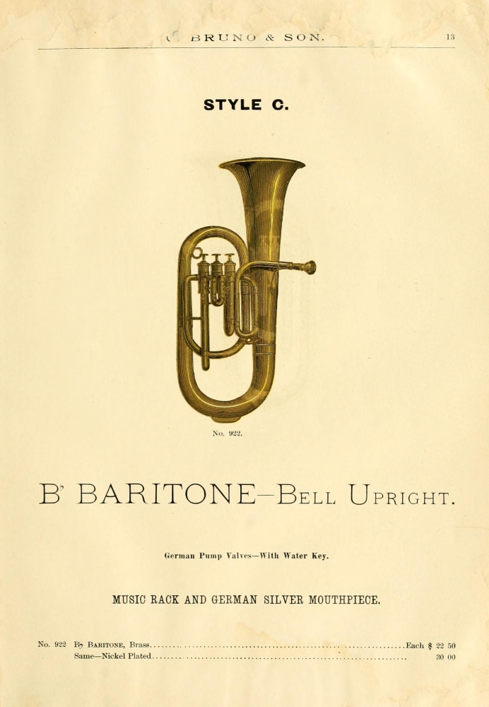 Catalogue C. Bruno & Son C.1890 B-Flat Baritone Cornet Poster Print by Unknown - 18 x 24