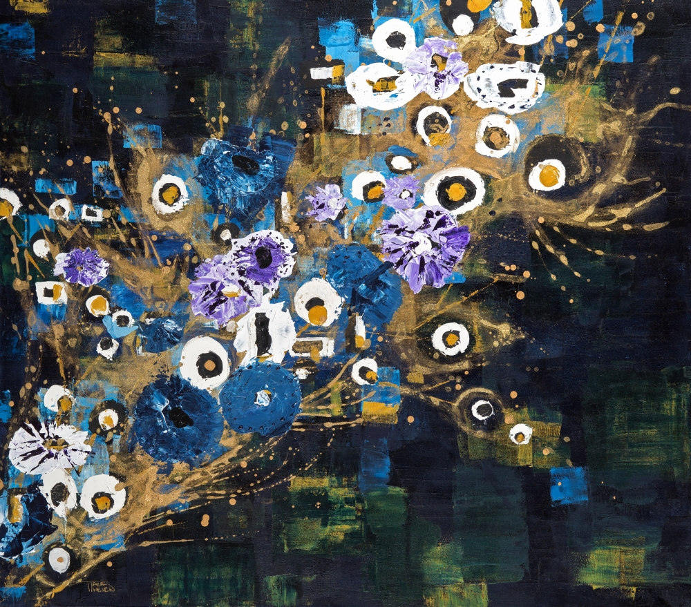 Colourful Abstract Painting Poster Print - 16 x 14 in.