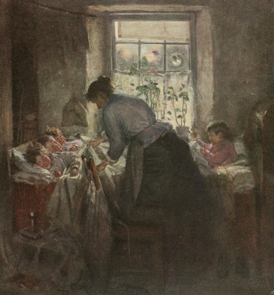 PPHPDP91248 Royal Scottish Academy 1907 Bairnies Cuddle Doon Poster Print by Robert Gemmell Hutchison, 18 x 24