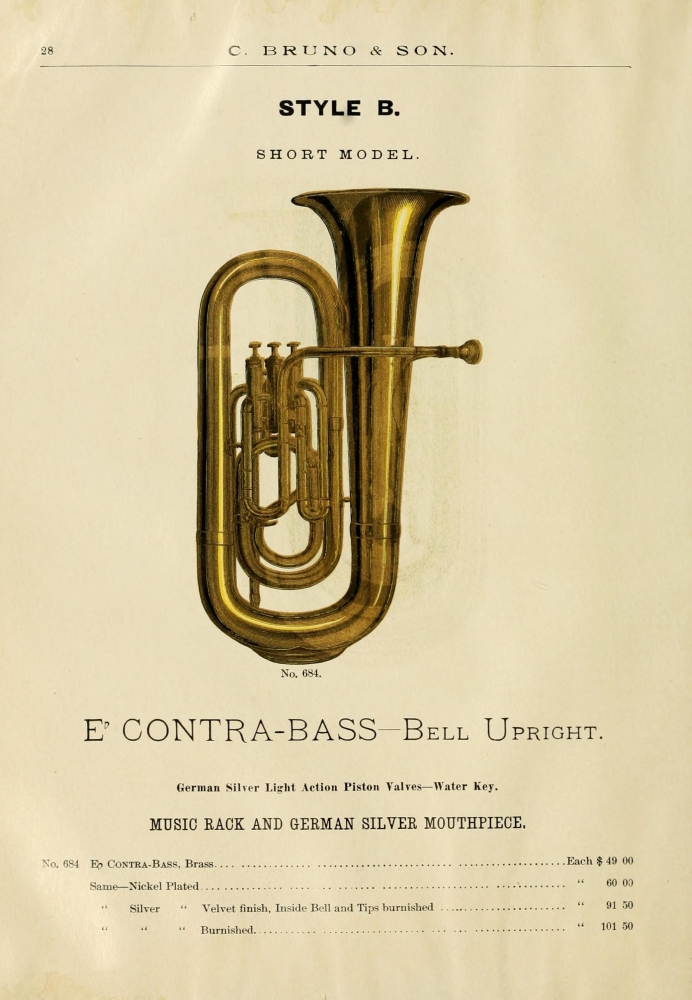 Catalogue C. Bruno & Son C.1890 E-Flat Contra Bass Poster Print by Unknown - 18 x 24
