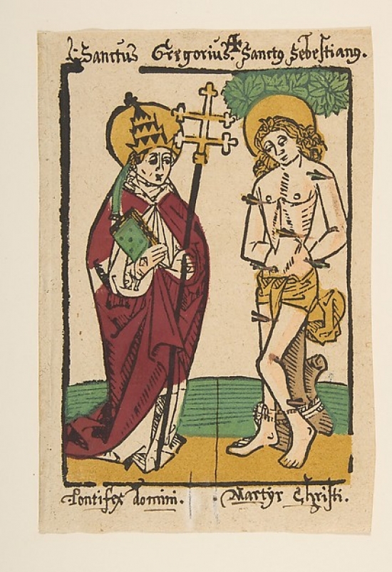 St. Gregory & St. Sebastian - Schr. 1493X Poster Print by Anonymous German 15th Century - 18 x 24