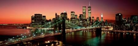 Brooklyn Bridge Nyc Poster Print by Richard Berenholtz - 8 x 24 - Small
