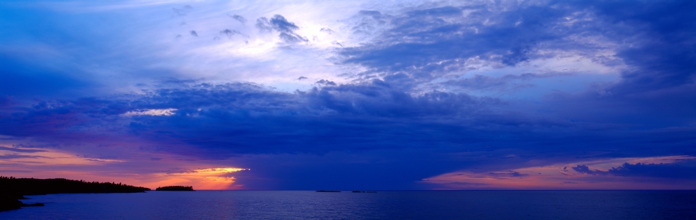 PPI31449LARGE Storm Over A Lake Lake Superior Copper Harbor Upper Peninsula Michigan USA Poster Print, 12 x 36 - Large