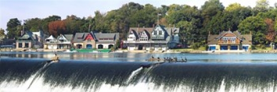 PPI96001S Boathouse Row At The Waterfront Schuylkill River Philadelphia Pennsylvania USA Poster Print, 18 x 7