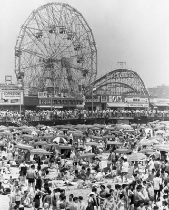Superstock SAL2551941LARGE High Angle View of Tourists On The Beach Coney Island Brooklyn New York City USA Poster Print, 24 x 36 - Large