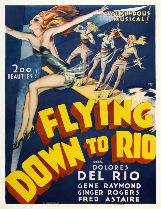 DOM300KJA26555 Flying Down To Rio Movie Fred Astaire Ginger Rogers Poster Print, 24 x 36 -  KJA Posters