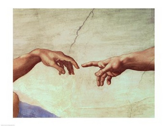 BALBAL143446 Hands of God & Adam Detail From The Creation of Adam From The Sistine Ceiling 1511 Poster Print by Michelangelo Buonarroti - 24 x 18 in.