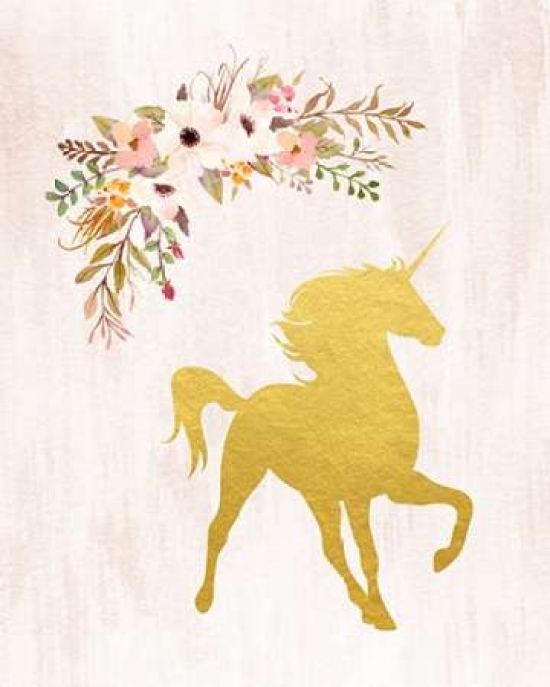 Gold Unicorn Floral Poster Print by Tara Moss, 8 x 10 - Small -  Grizzly Fitness, BE676694