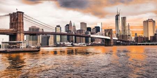 Brooklyn Bridge & Lower Manhattan At Sunset Nyc Poster Print by Pangea Images - 10 x 20 - Small